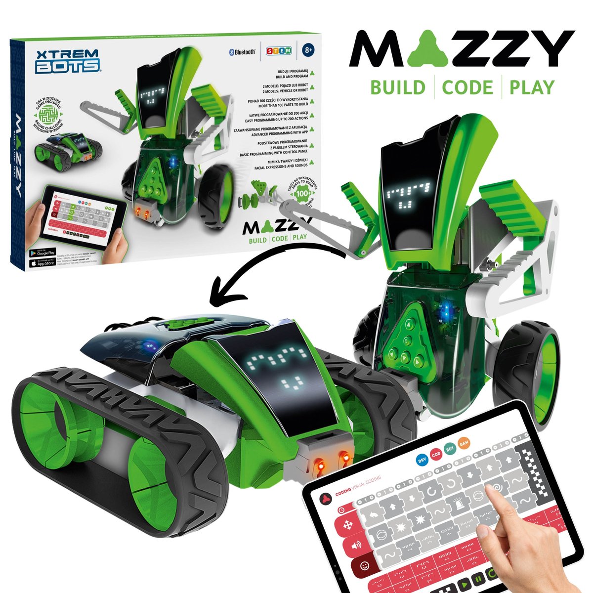 Xtrem Bots - Zdalnie sterowany pojazd Robot Mazzy do nauki programowania