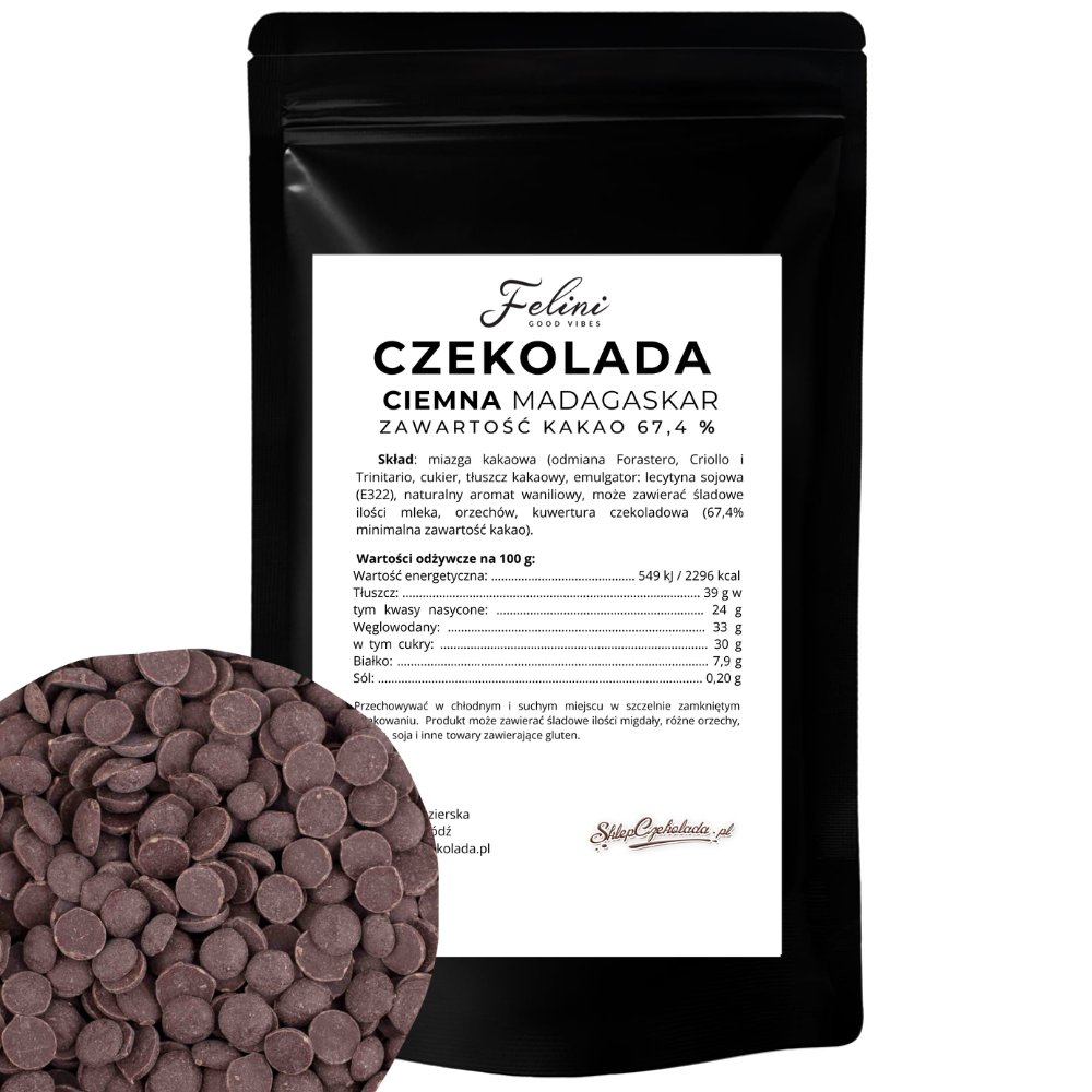 Felini czekolada ciemna Madagaskar 67,4% 500g
