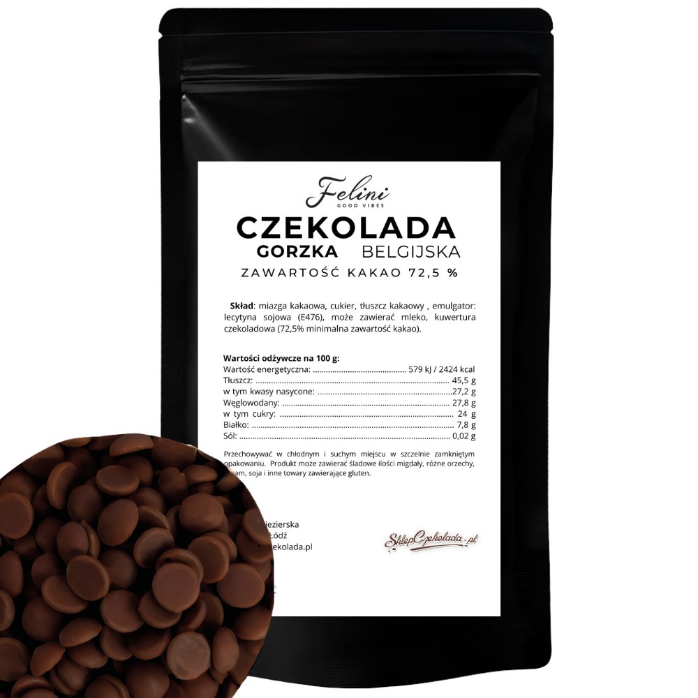 Felini czekolada gorzka belgijska 72,5% 500g