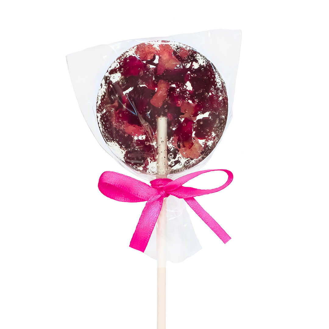 Herbaciany Lizak Malina - pyszny cukrowy lizak do rozpuszczenia w gorącej wodzie z dodatkiem suszonych owoców maliny na prezent, upominek - herbata,..