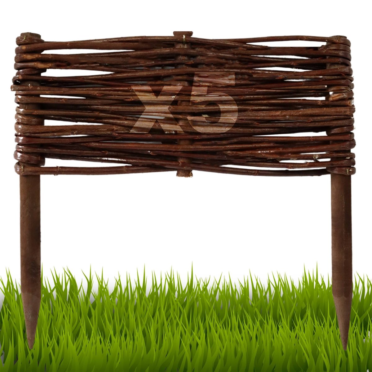 Floranica Płotek wiklinowy 5 szt. Wysokość: 10 cm x 30 cm ogrodzenie, palisada, obramowanie rabat, grządek, trawników,