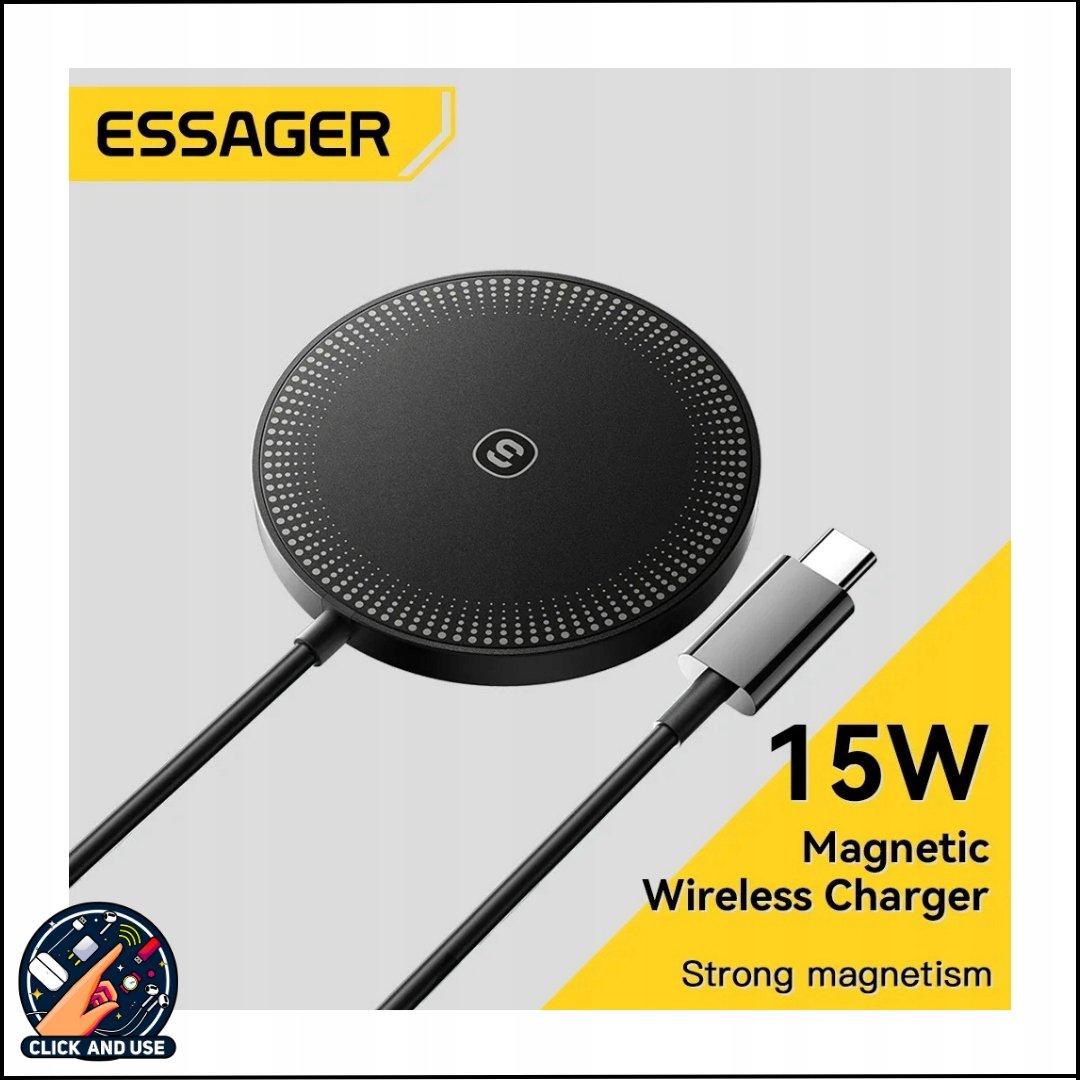MAGNETYCZNA ŁADOWARKA BEZPRZEWODOWA QI ESSAGER 15W DO SZYBKIEGO ŁADOWANIA