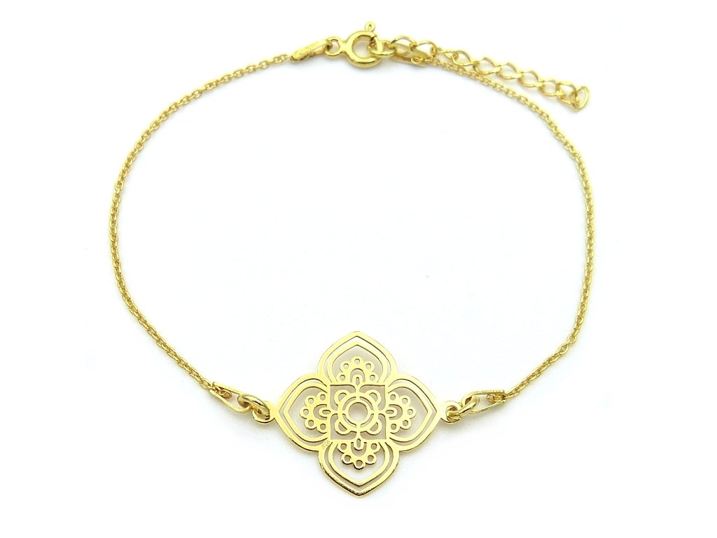 Pozłacana bransoletka srebro 925 ażur mandala boho