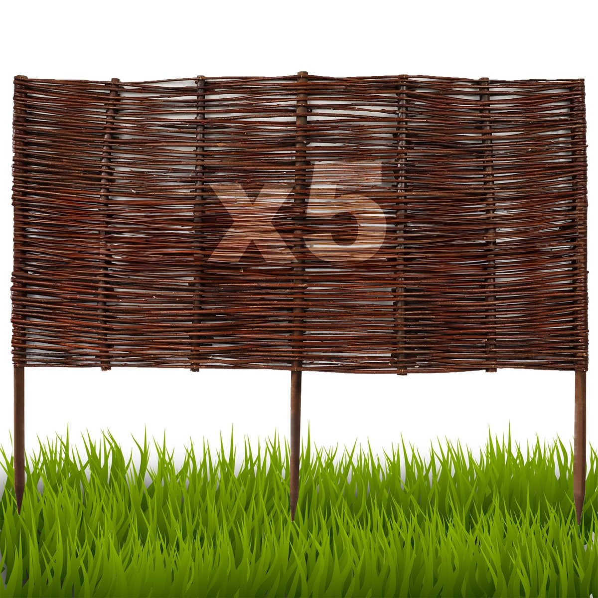 Floranica Płotek wiklinowy 5 szt. Wysokość: 40 cm x 100 cm ogrodzenie, palisada, obramowanie rabat, grządek, trawników,