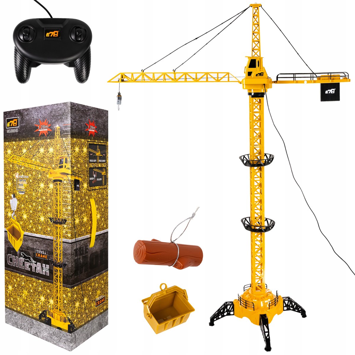 Dźwig Żuraw Dla Dzieci Sterowany Pilotem Ruchomy Hak Obracane Ramię 128Cm