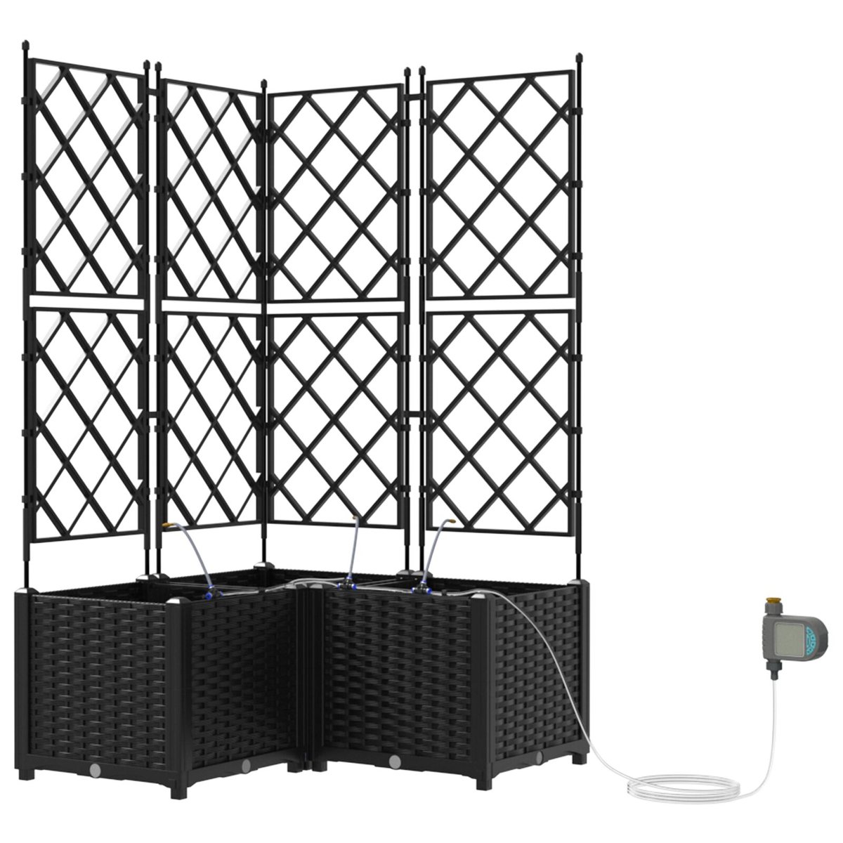 vidaXL Skrzynka ogrodowa Czarna Plastikowa 80 x 80 x 142 cm Donice