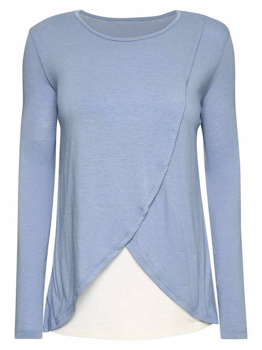 Damska koszula do karmienia z długim rękawem błękitna BellyButton Maternity, r.XL