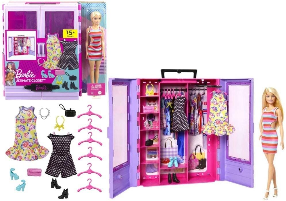 Barbie lalka Fashionistas i szafa na ubranka