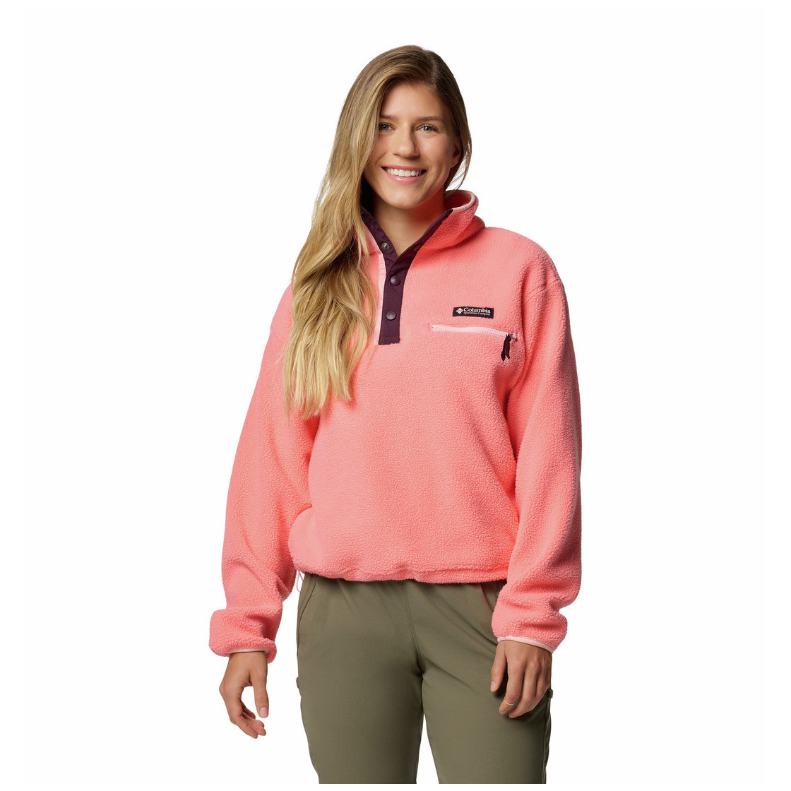 Bluza damska Columbia Helvetia™ II Cropped Half Snap Fleece Rozmiar: S / Kolor: różowy/fioletowy
