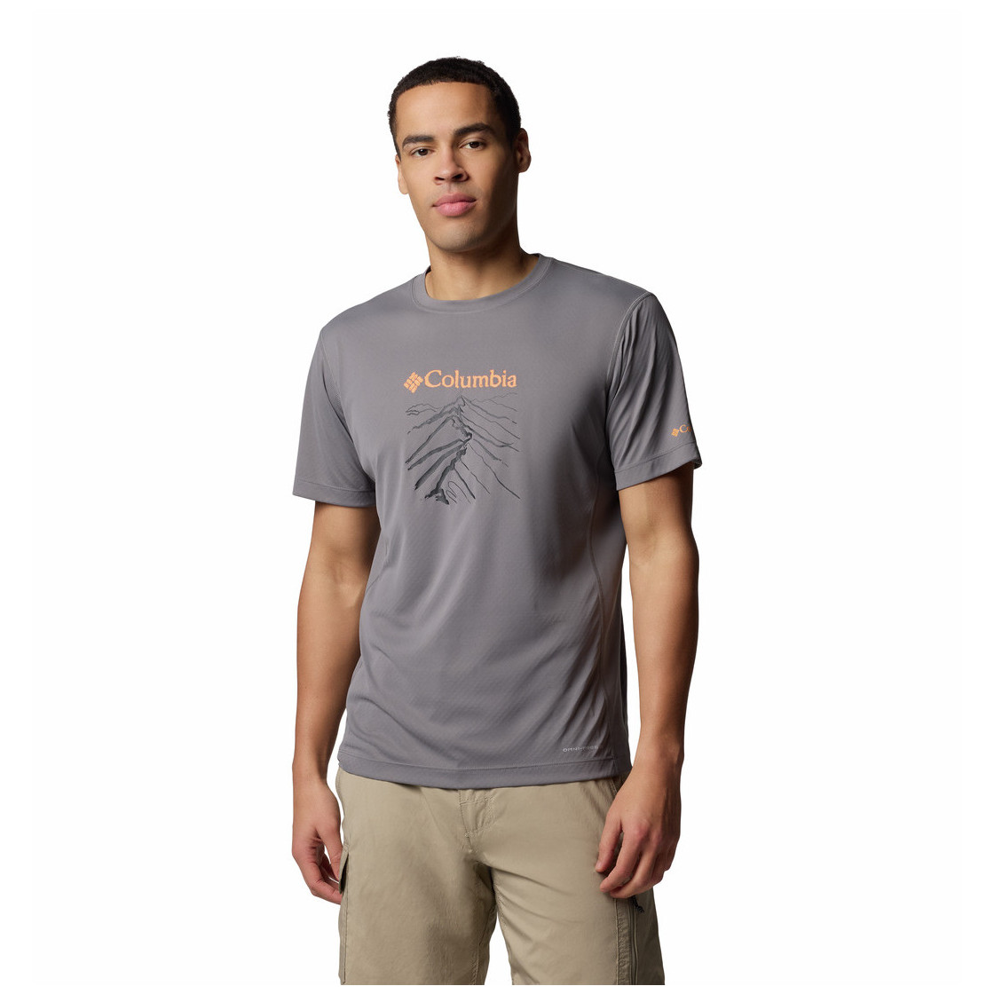 Koszulka męska Columbia Zero Rules™ Light Short sleeve Graphic Crew Rozmiar: M / Kolor: szary/pomarańczowy