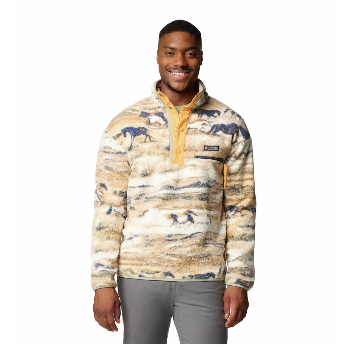 Męska bluza Columbia Helvetia™ II Printed Half Snap Fleece Rozmiar: L / Kolor: beżowy