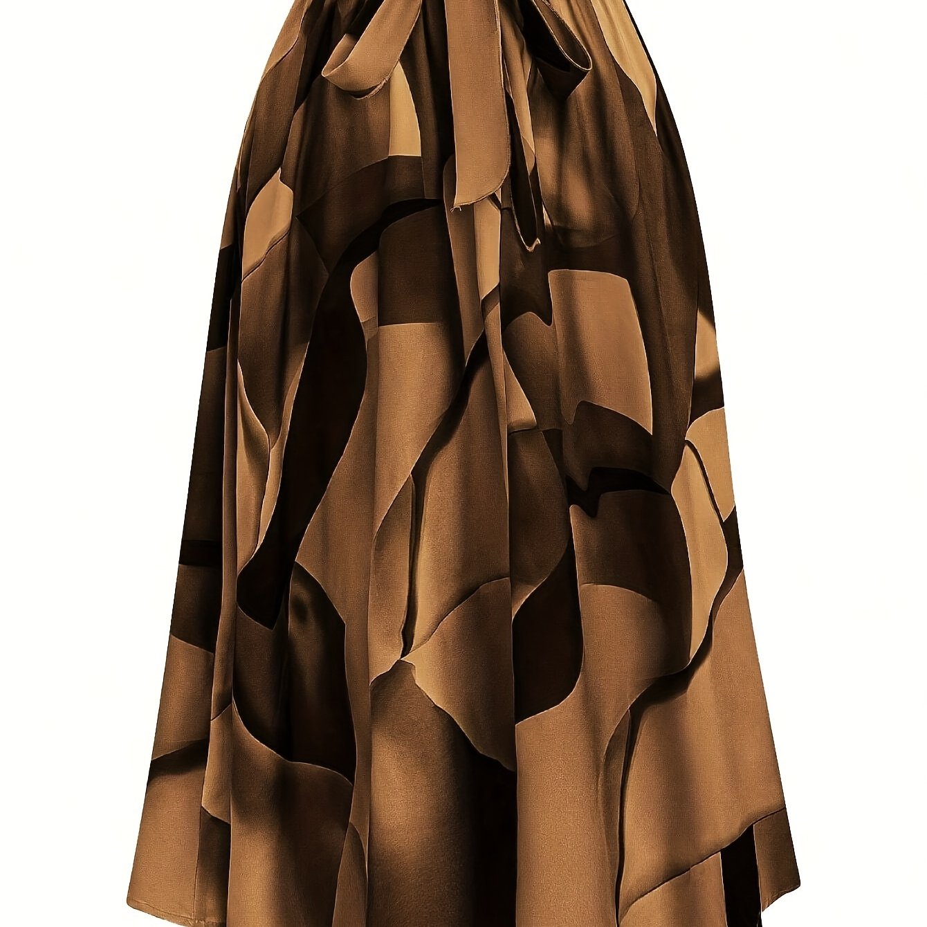 TEMU 1 szt. Damska casualowa spódnica midi z poliestru z wiązaniem z przodu, tkany wzór w paski, uniwersalna na wiosnę//jesień