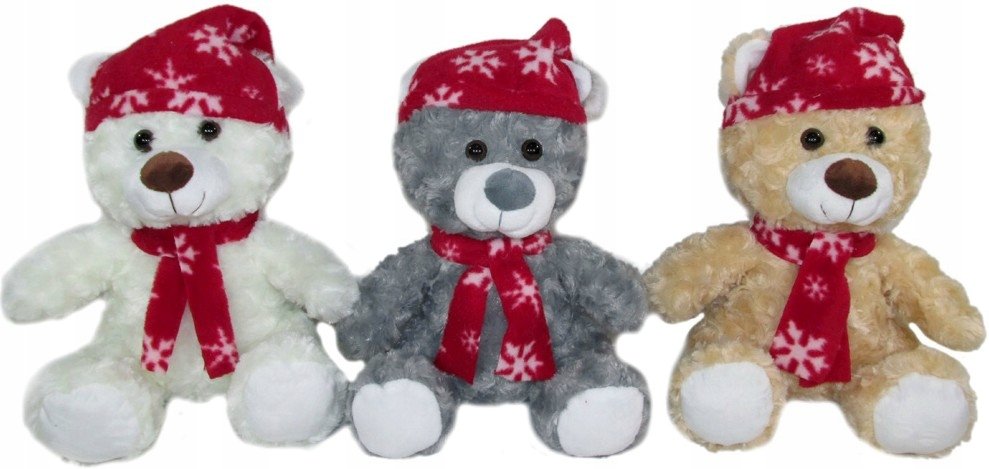 Maskotka Miś Zimowy Świąteczny 3 kolory - 18cm