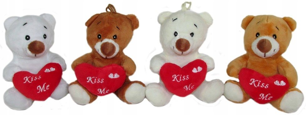 Maskotka Miś z sercem Kiss Me 4 kolory - 12cm