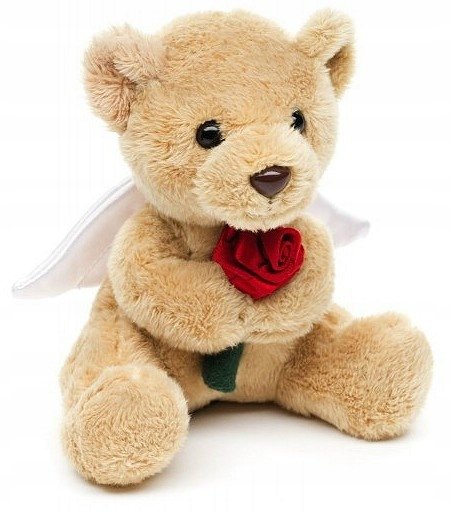 Maskotka Miś Teddy z różą - 14cm