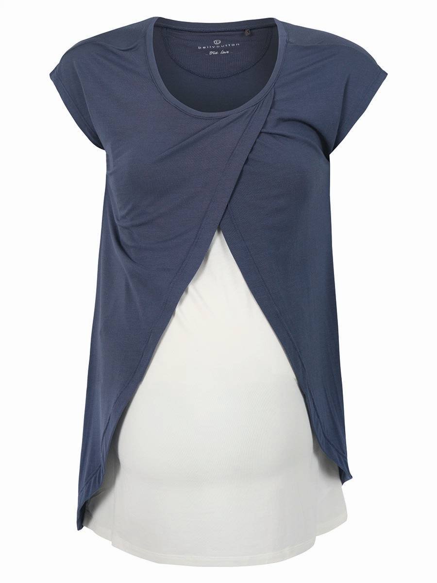 Damska koszulka do karmienia z krótkim rękawem niebieska Bellybutton Maternity, r.S