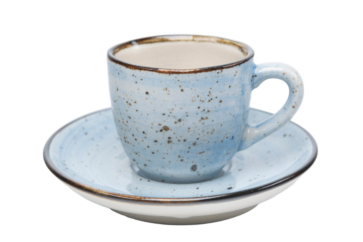 Zestaw filiżanka espresso bel rustic kamionka blue