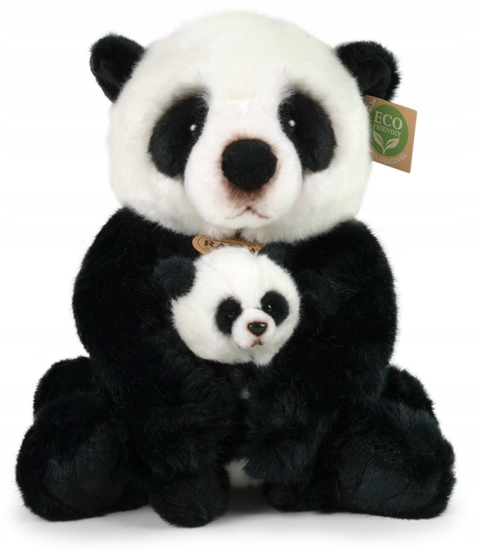 Maskotka Miś Panda z Młodym - 27cm