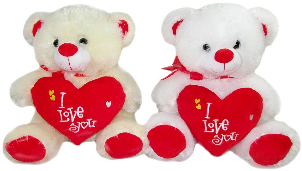 Maskotka Miś I Love You z sercem 2 kolory - 30cm WALENTYNKI