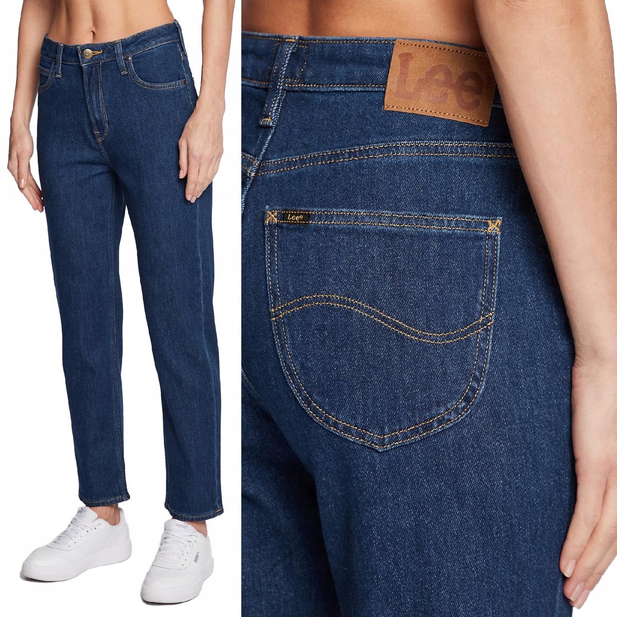 Lee CAROL STRAIGHT PROSTE DAMSKIE SPODNIE JEANSOWE MOM JEANS 7/8 W27 L33