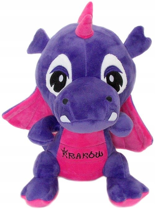 Maskotka Smok dinozaur Kraków fioletowy - 19cm