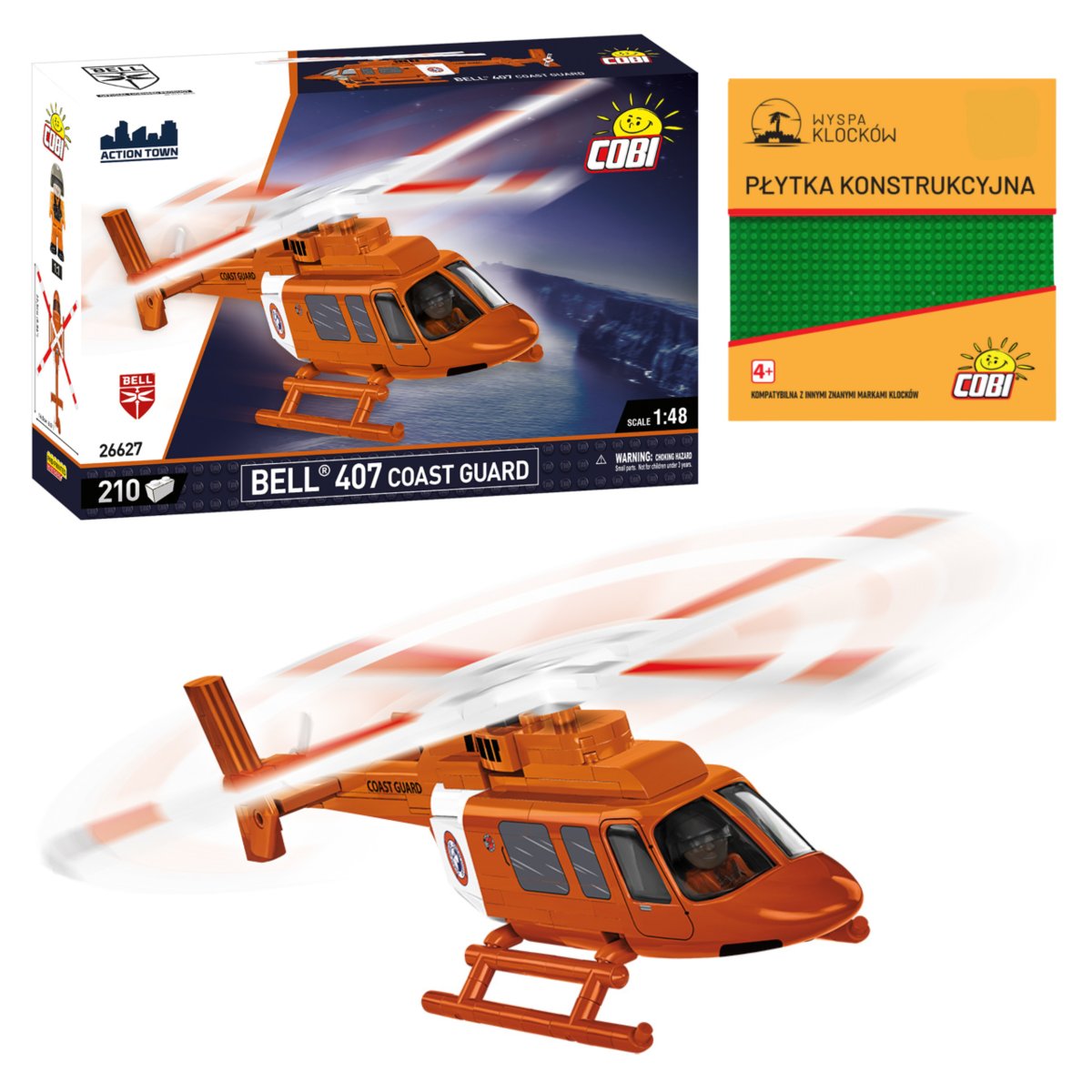KLOCKI COBI 26627 Samolot Bell 407 Coast Guard ACTION TOWN 210 El. + PŁYTKA