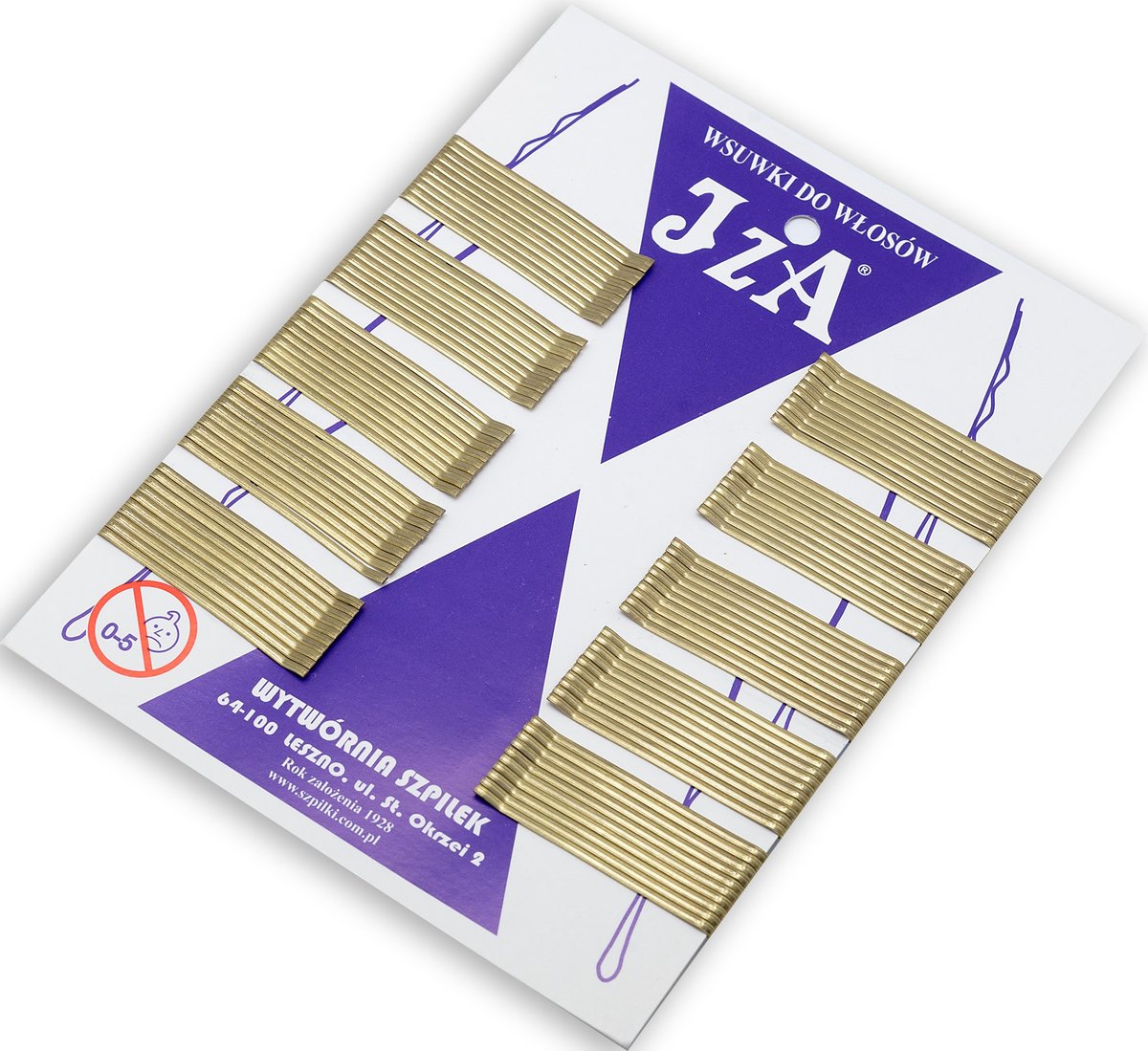Wsuwki IZA proste złote 5 cm 100 SZTUK BEZ KULKI