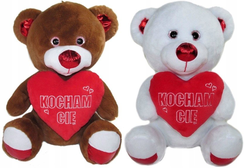 Maskotka Miś Słodziak Kocham Cię z sercem 2 kolory - 50cm WALENTYNKI