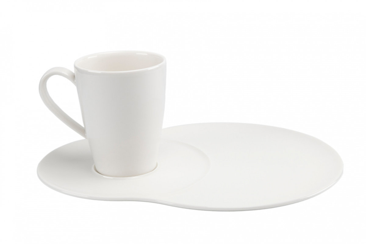 Filiżanka talerzyk porcelanowa biała do kawy boch