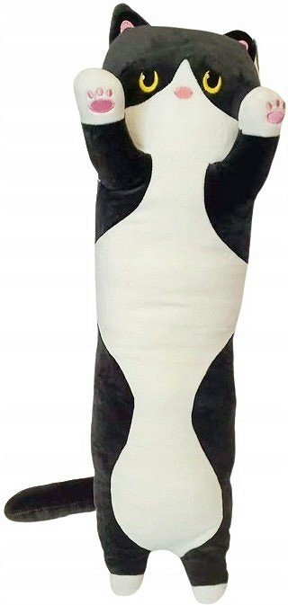 Maskotka Poduszka Kotek Czarno-Biały Wałek Toczek - 65cm