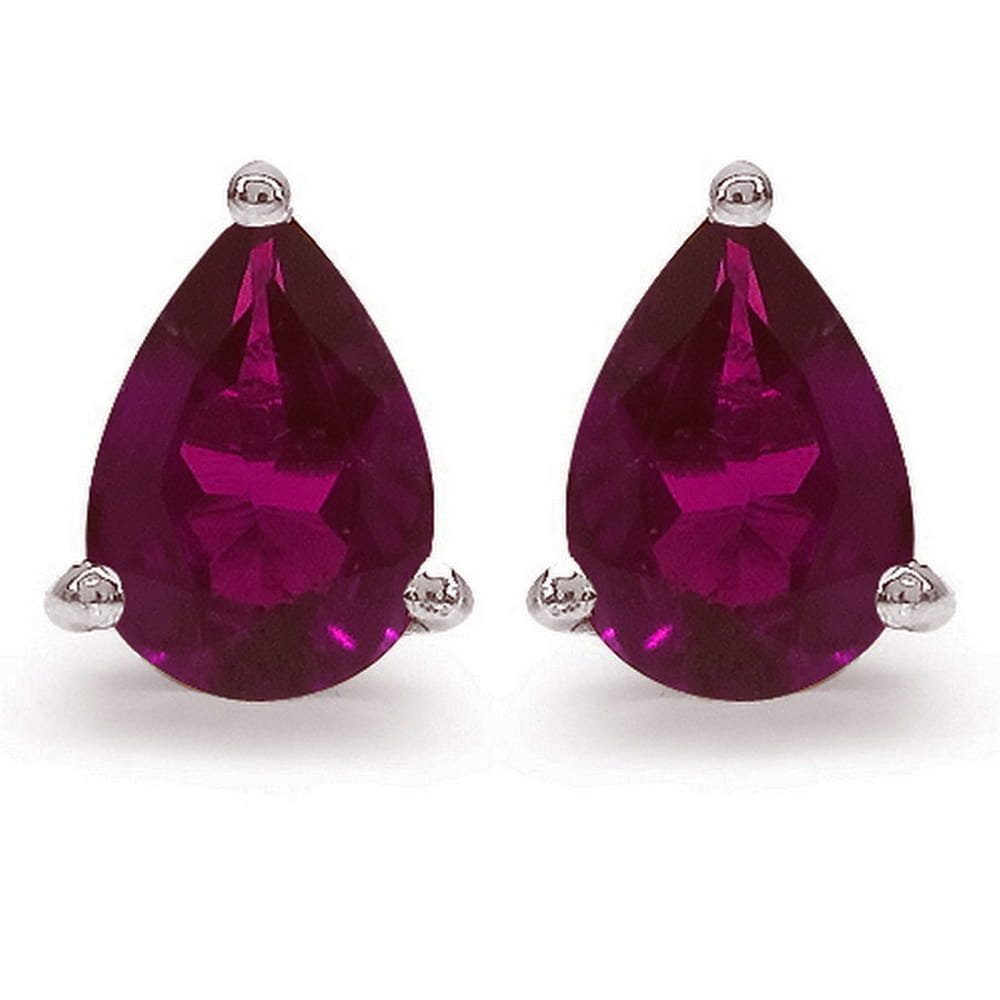 ENAYA RONDA Srebrne kolczyki z rodolitami łezka sztyft ca. 1 ct.