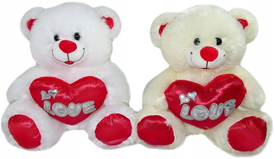 Maskotka Miś Love z sercem 2 kolory - 30cm WALENTYNKI