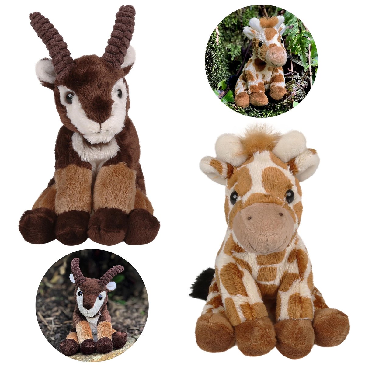Charlie Bears Zestaw dwóch maskotek z serii Cuddle Cubs: koza górska, żyrafa - pluszaki idealne dla niemowląt, 13 cm