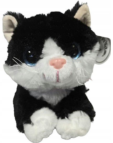 Maskotka Kotek Puszysty Czarno-Biały (Głos) - 35/20cm