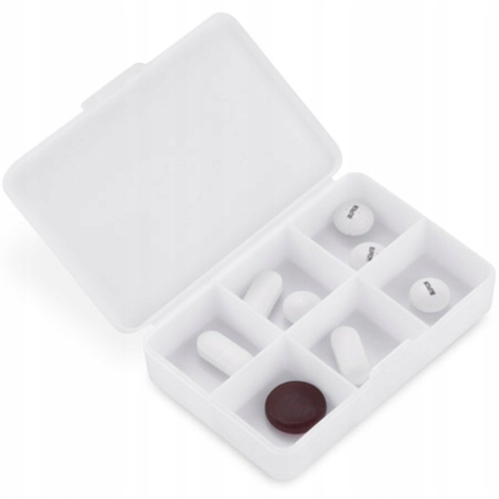POJEMNIK kasetka NA TABLETKI LEKI z 6 przegródkami