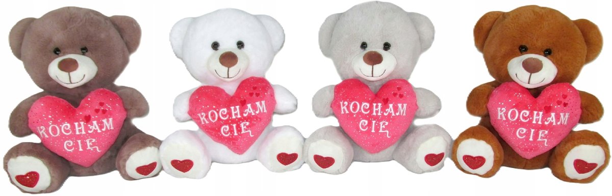 Maskotka Miś z sercem Kocham Cię 4 kolory - 15cm
