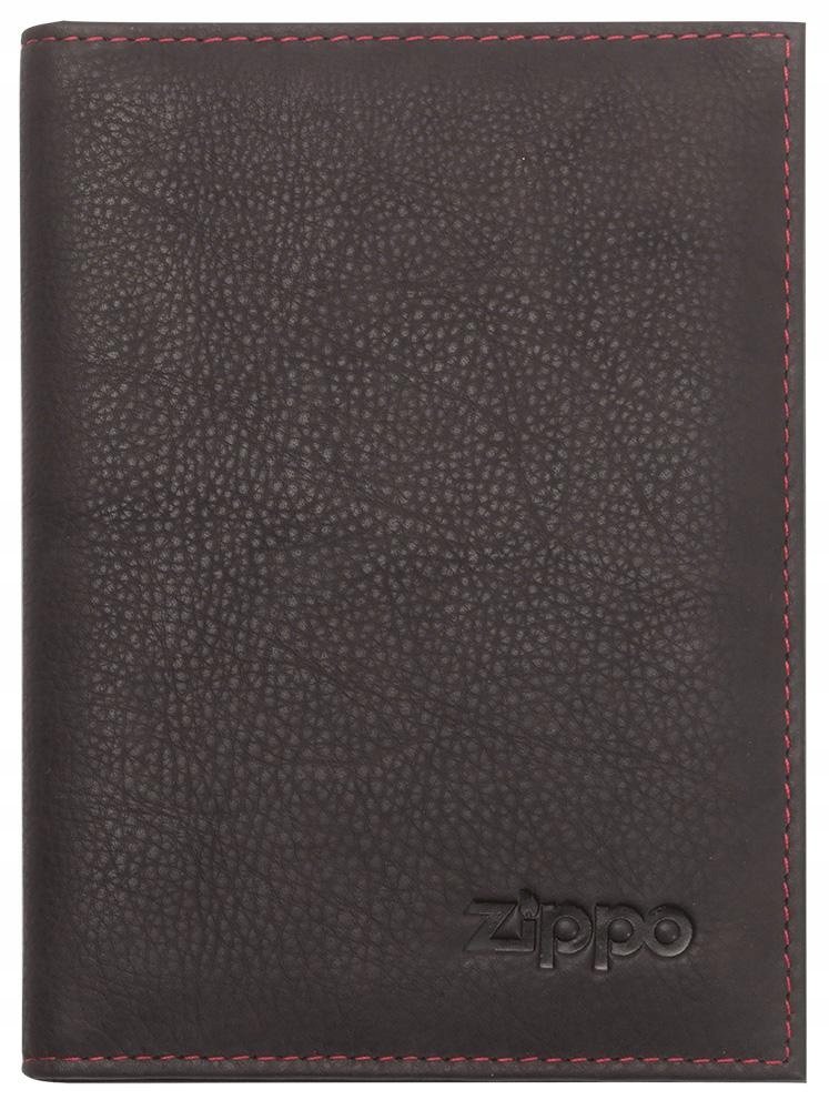Męski skórzany portfel Zippo na karty brązowy