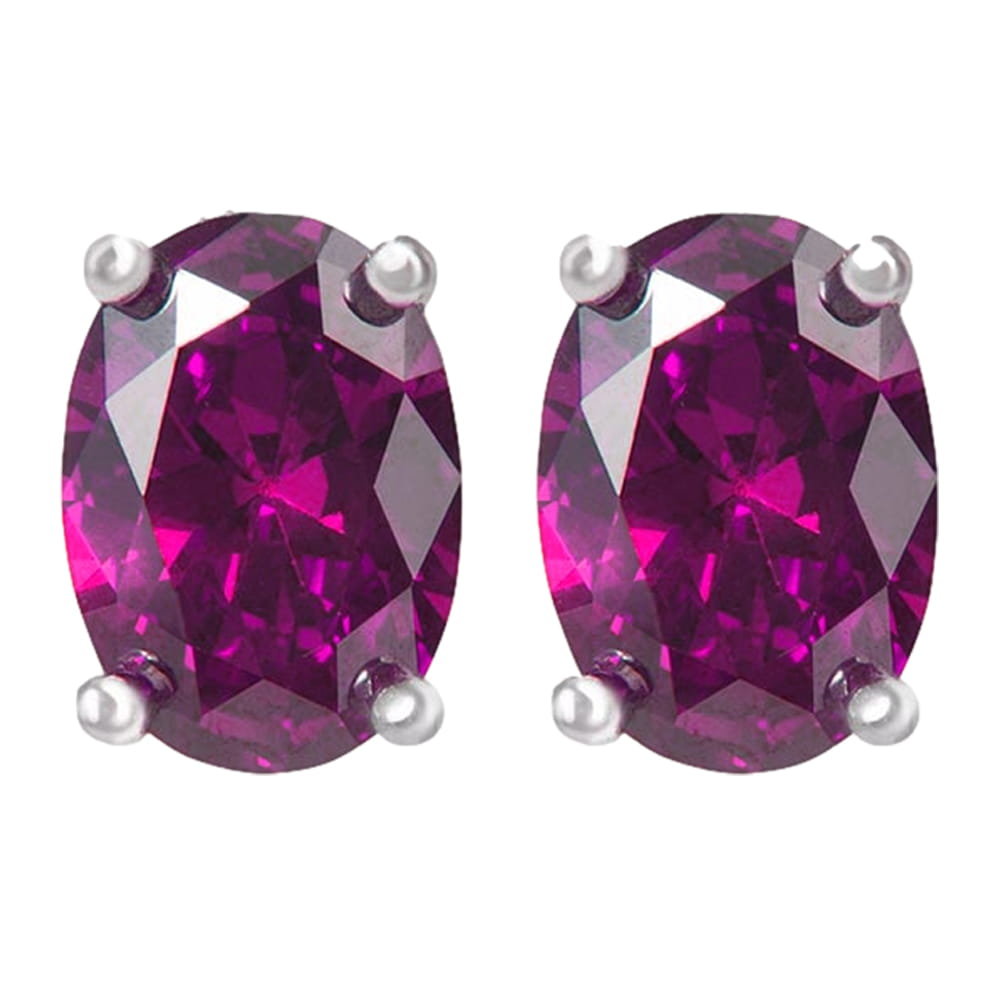 ENAYA RONDA Srebrne kolczyki z rodolitami owal sztyft ca. 1 ct.