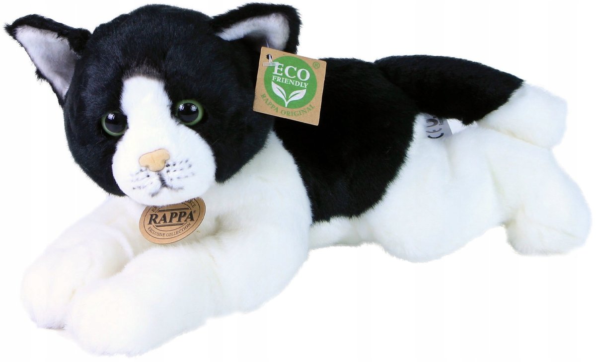 Maskotka Kotek Czarno-Biały Leżący - 30cm