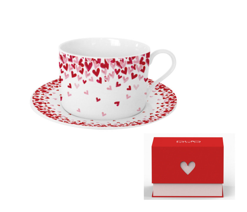 Komplet filiżanka spodek serca walentynki love 3