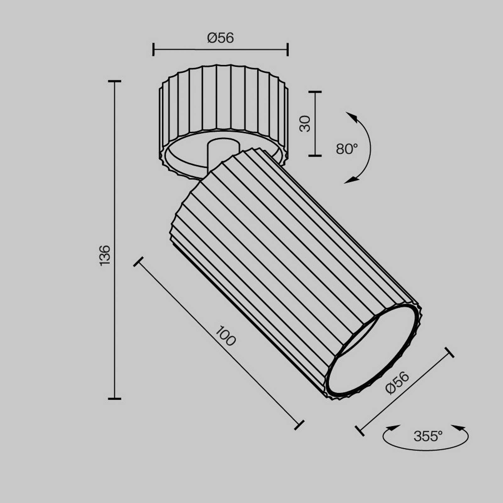 Maytoni Reflektor sufitowy Calipso, biały, obrotowy, GU10 możliwość ściemniania, biały / opal, biuro, aluminium, nowoczesny