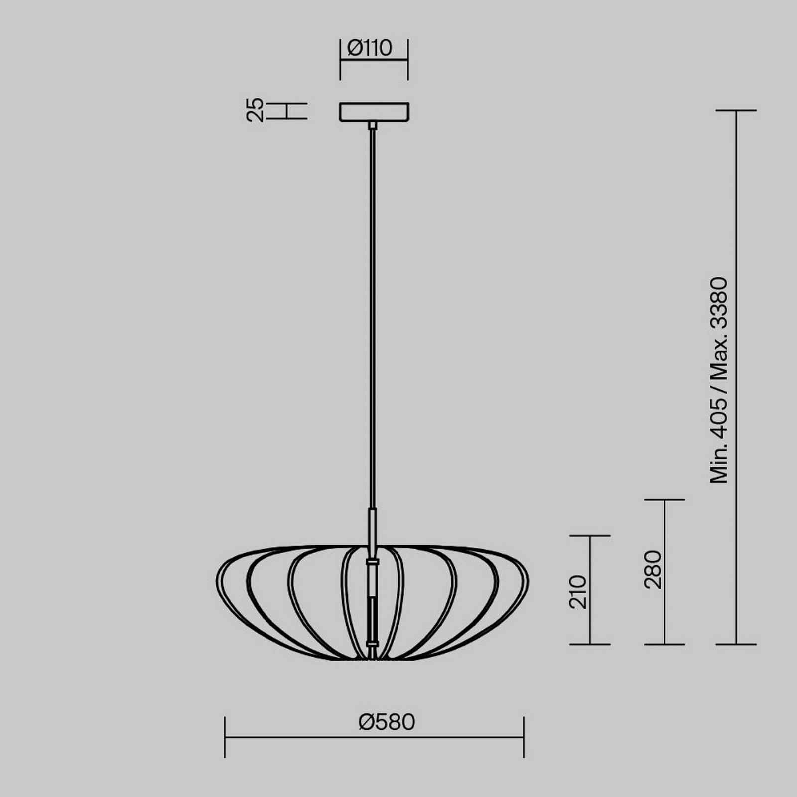 Maytoni Lampa wisząca Cambio, możliwość ściemniania, aluminiowy / szary / cynkowy, salon / jadalnia, tkanina / materiał / jedwab, nowoczesny