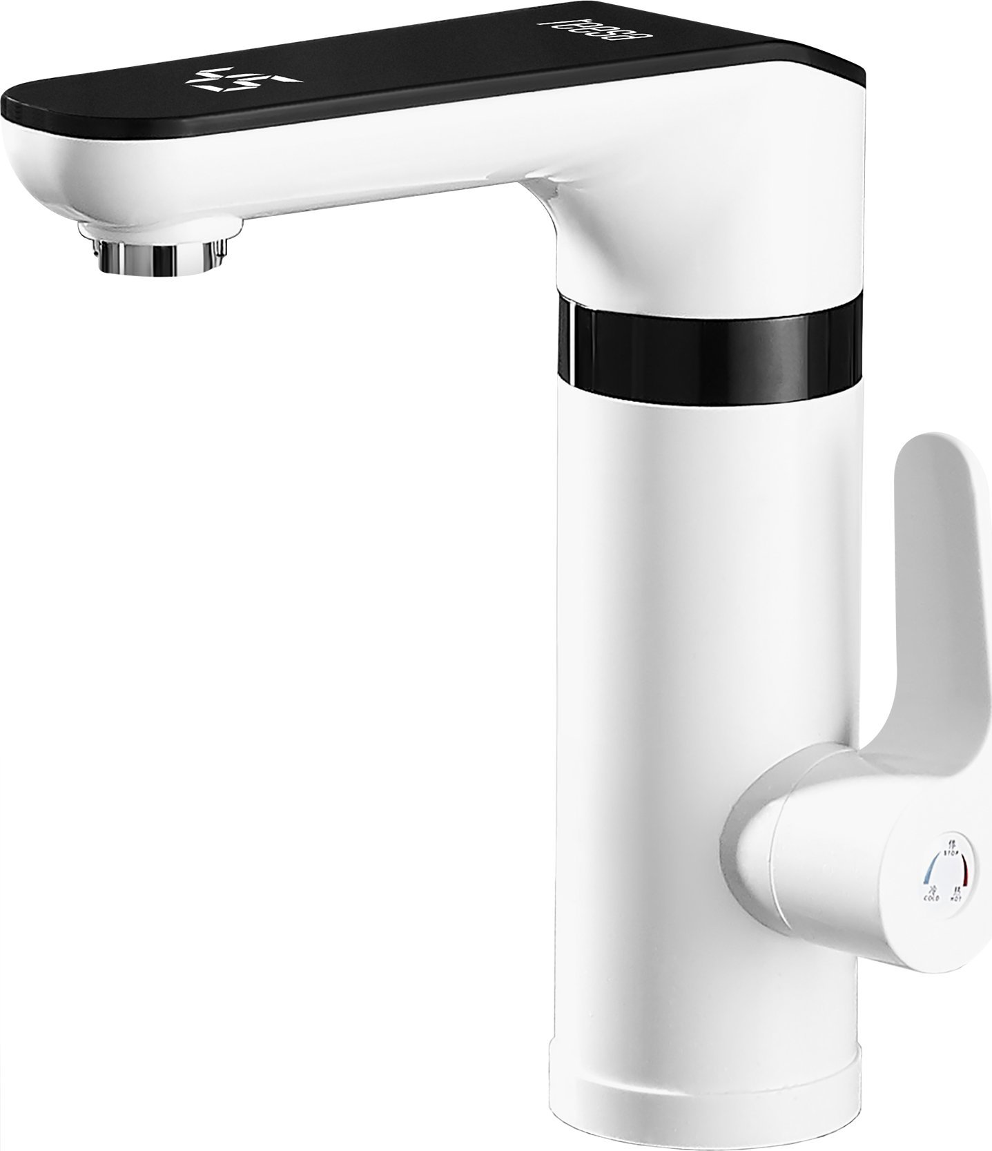 Przepływowy podgrzewacz wody - bateria stojąca biała