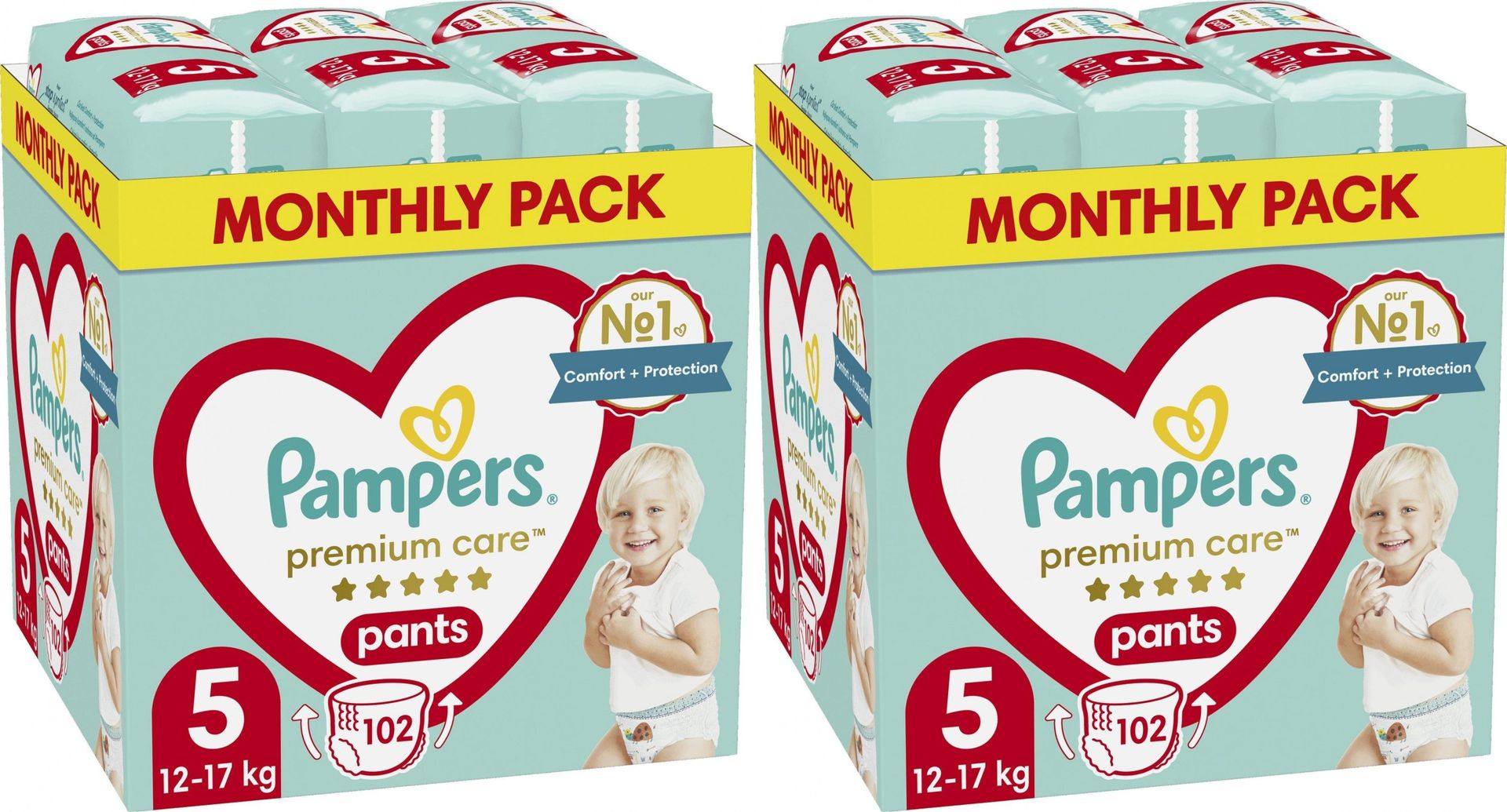 Pampers Pieluchomajtki Premium Care 5, 12-17 kg, 102 szt. x2