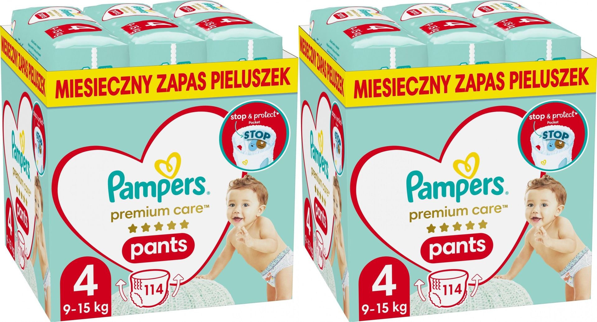 Pampers Pieluchomajtki Premium Care 4, 9-15 kg, 114 szt. x2