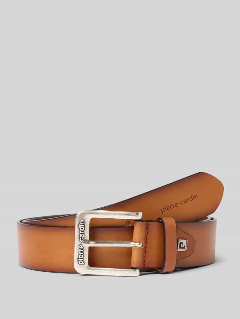 Pasek skórzany z detalem z logo