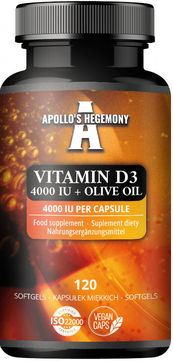 APOLLO'S HEGEMONY VITAMIN D3 4000 IU + OLIVE OIL 120 KAPSUŁEK