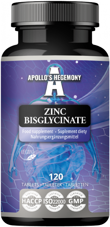 APOLLO'S HEGEMONY ZINC BISGLYCINATE DIGLICYNIANU CYNKU 120 TABLETEK