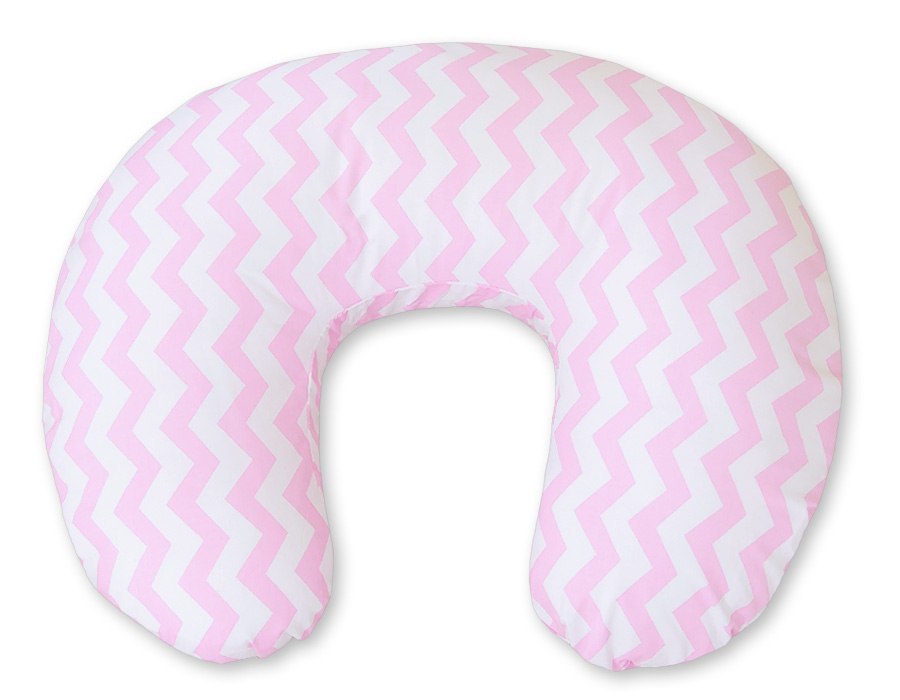 Poduszka rogal do karmienia fasolka rozbieralna - chevron różowy