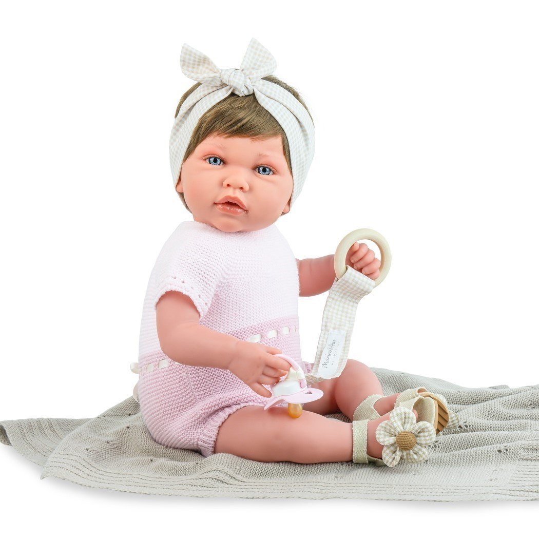 Lalka Reborn Ane Vichy Flower z kocykiem 45 cm Marina & Pau 3041
